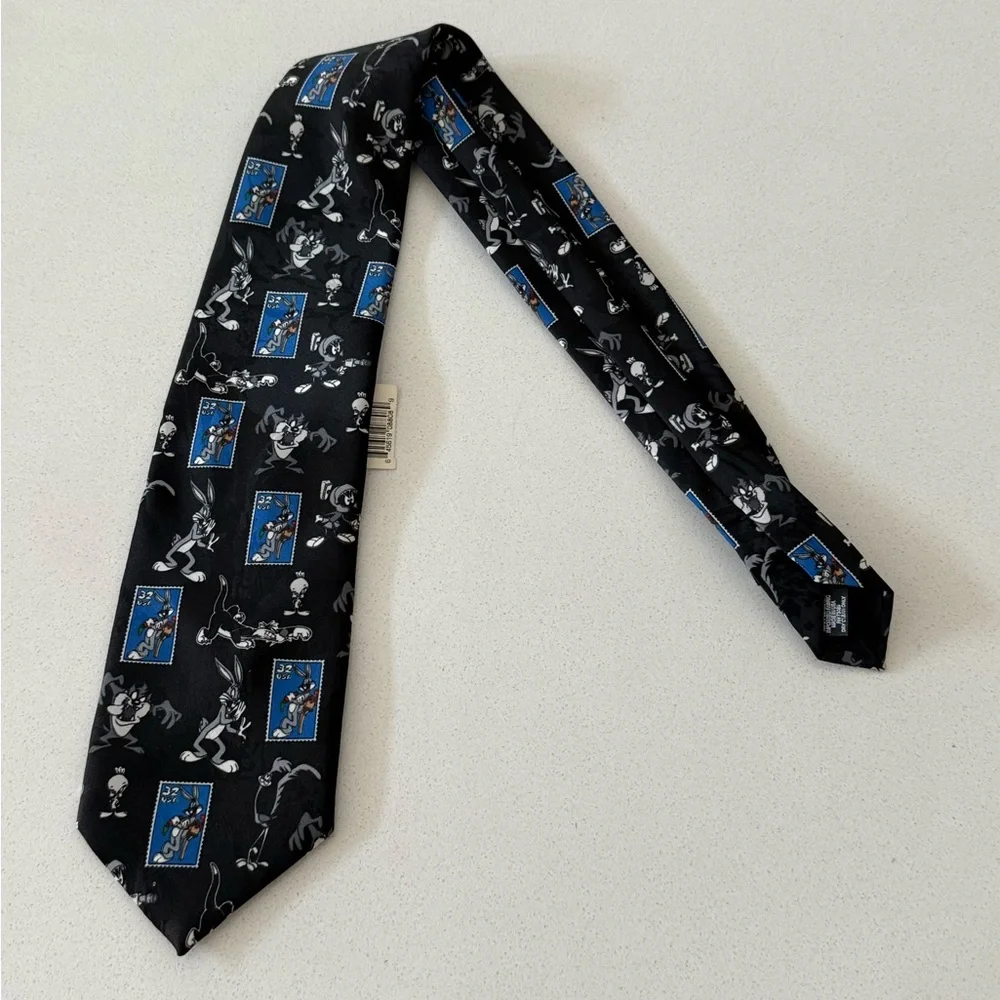 Vtg‎ 1997 Looney Tunes Mens Tie 32 Cent Stamp Collection Bugs Bunny Taz New